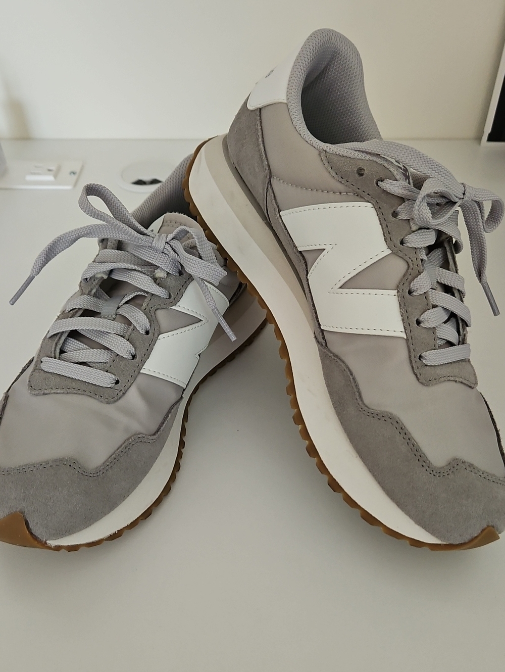 New Balance Gray and White Retro-Style Sneakers